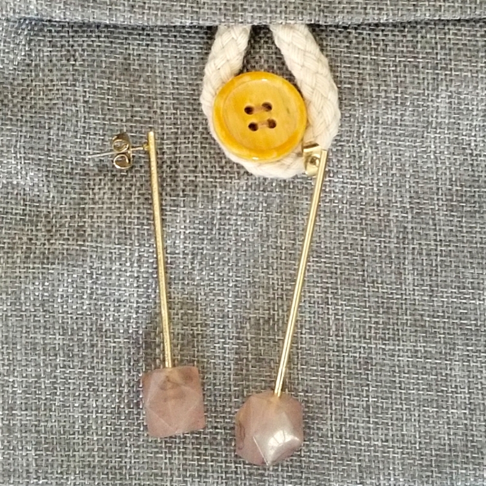 Pink stone drop earrings